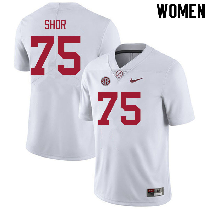 Women #75 Dayne Shor Alabama White Tide College Football Jerseys Sale-White